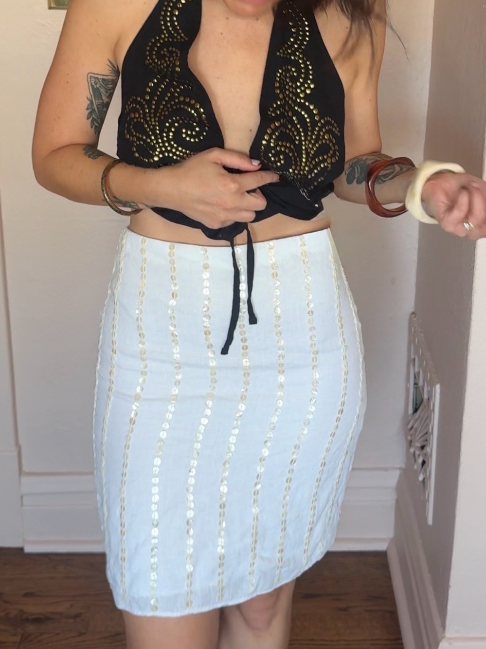 J.Crew Shell- Embellished Linen White Skirt NWT - Picture 8 of 10